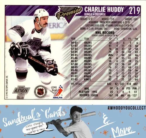 1993 Topps Premier #219 Charlie Huddy ID:45583 - Hockey Card Single
