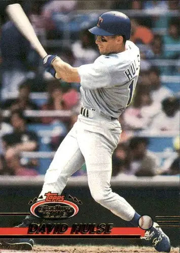 Baseball card featuring David Hulse from 1993 Topps Stadium Club Rangers rookie series