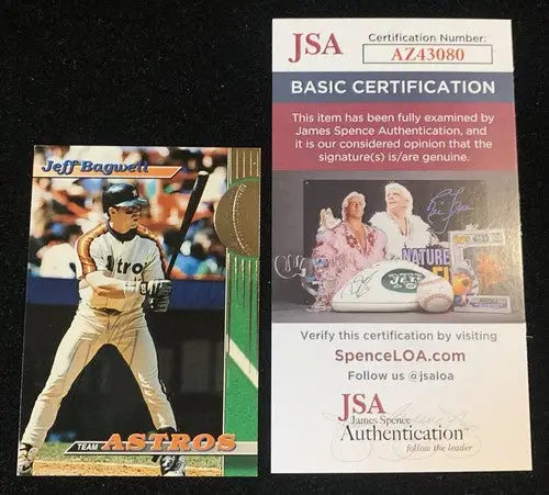 1993 Topps Stadium Club Autograph Jeff Bagwell Signed card #8 Astros JSA Auto - Baseball Card Single