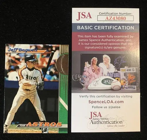 1993 Topps Stadium Club Autograph Jeff Bagwell Signed card #8 Astros JSA Auto - Baseball Card Single