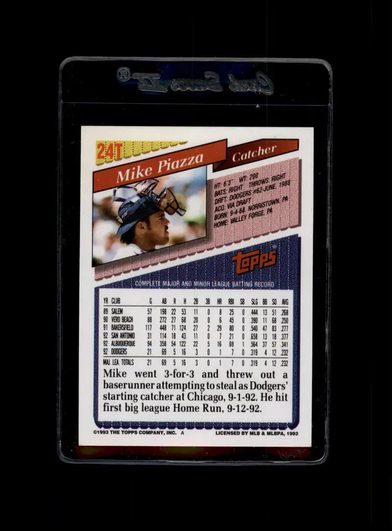 1993 Topps Traded #24T Mike Piazza NM-MT Los Angeles Dodgers Baseball Card - Baseball Card Single