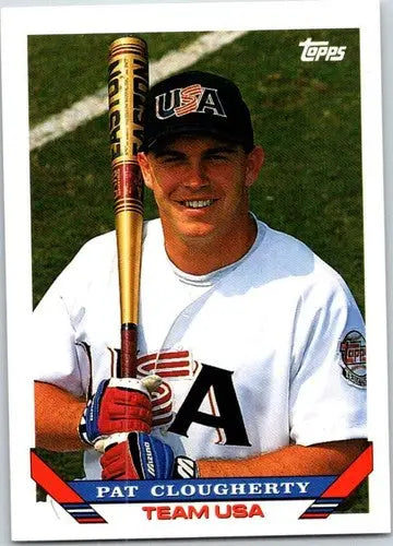 Original gloss baseball card of Pat Clougherty from 1993 Topps Traded Rookie series