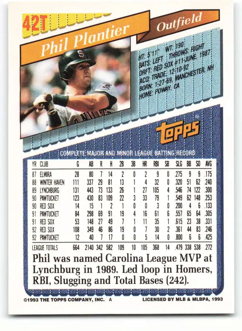 1993 Topps Traded #42T Phil Plantier NM-MT San Diego Padres Baseball Card - Baseball Card Single