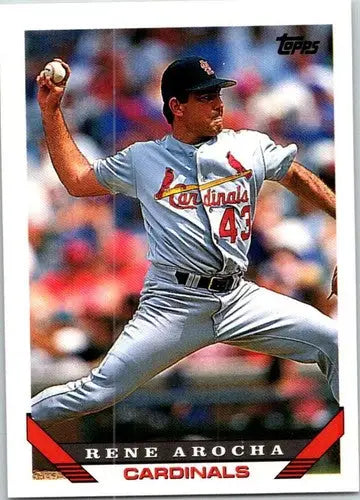 Original gloss of Rene Arocha 1993 Topps Traded #77T baseball card near mint