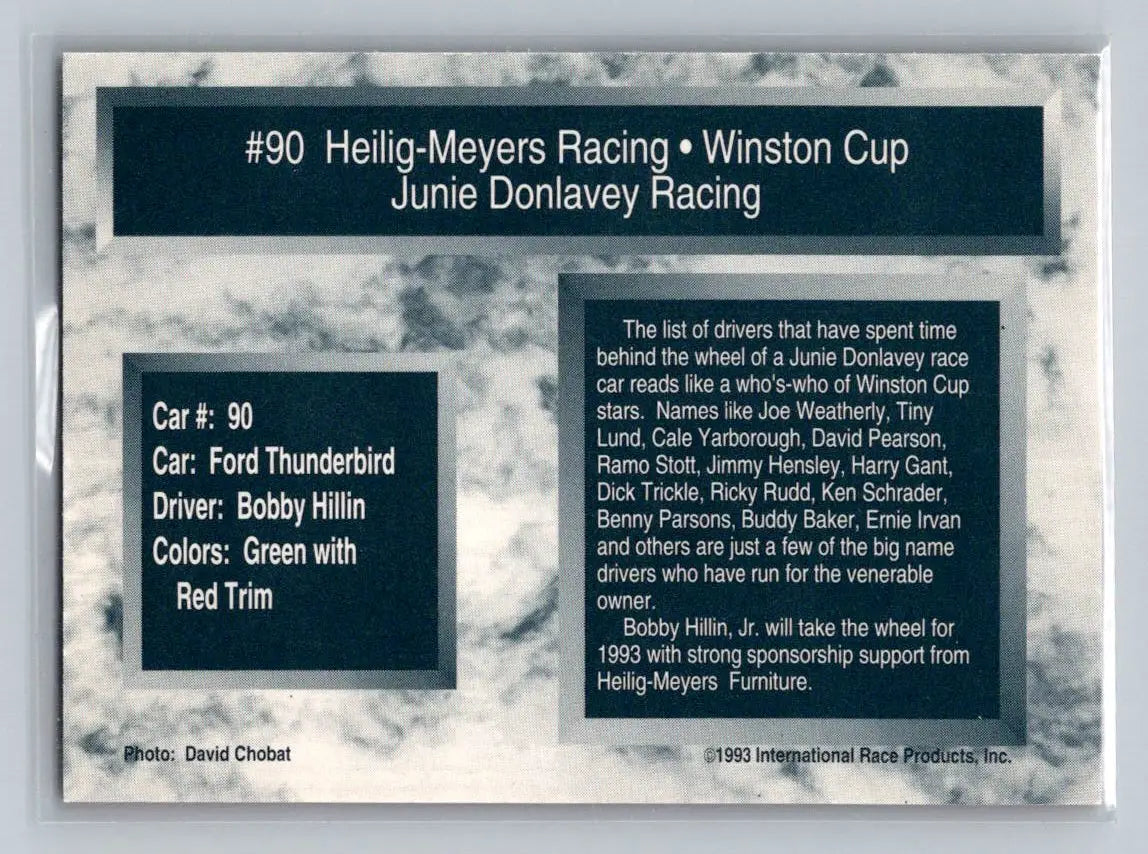 1993 Traks #90 Heilig Myers Racing Donlavey Racing - Racing Card Single