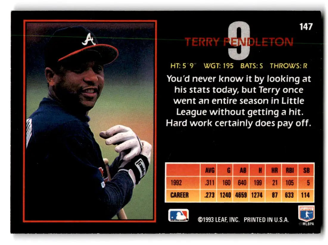 1993 Triple Play #147 Terry Pendleton - Baseball Card Single