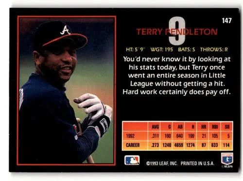1993 Triple Play #147 Terry Pendleton Atlanta Braves Baseball Cards ID:64446 - Baseball Card Single