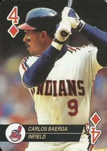 Original gloss card of Carlos Baerga from 1993 U.S. Playing Card Co. Indians series