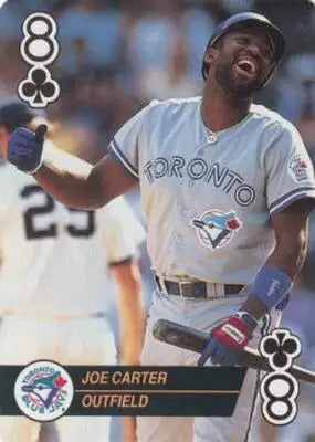 Joe Carter baseball card from 1993 U.S. Playing Card Co featuring original gloss and Blue Jays