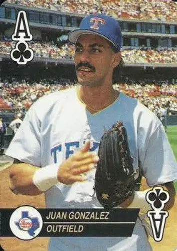 Original gloss of Juan Gonzalez baseball card from 1993 U.S. Playing Card Co. sports cards collection