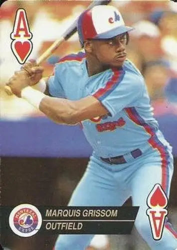 Original gloss 1993 Marquis Grissom baseball card from U.S. Playing Card Co sports cards collection
