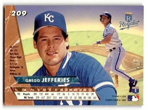 1993 Ultra #209 Gregg Jefferies Kansas City Royals Baseball Cards EX ID:59683 - Baseball Card Single
