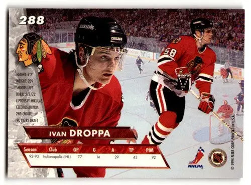 1993 Ultra #288 Ivan Droppa Chicago Blackhawks Hockey Cards EX/NM ID:57775 - Hockey Card Single