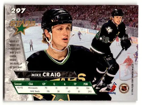 1993 Ultra #297 Mike Craig Dallas Stars Hockey Cards EX/NM ID:57778 - Hockey Card Single