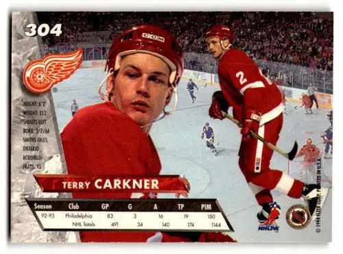 1993 Ultra #304 Terry Carkner Detroit Red Wings Hockey Cards EX/NM ID:57780 - Hockey Card Single