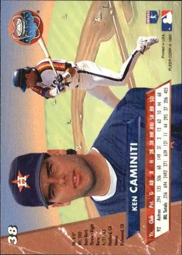 Original gloss 1993 Ultra Ken Caminiti #38 Astros baseball card featuring Simply Sandoval artwork