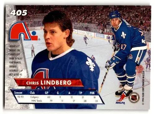 1993 Ultra #405 Chris Lindberg Quebec Nordiques Hockey Cards EX/NM ID:57781 - Hockey Card Single