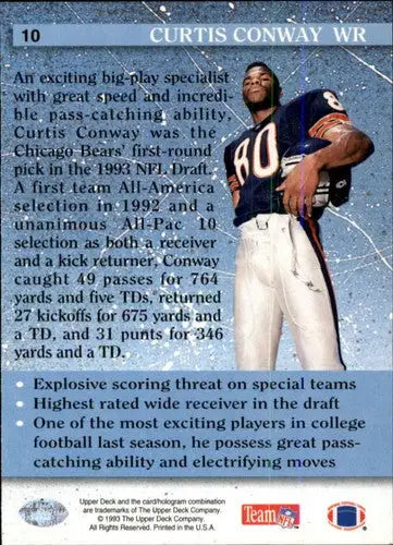 Original gloss Upper Deck Curtis Conway football card from 1993 Rookie ID 24014