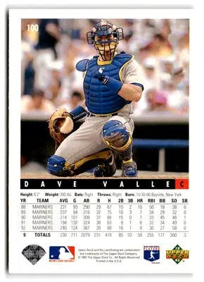 1993 Upper Deck #100 Dave Valle - Baseball Card Single