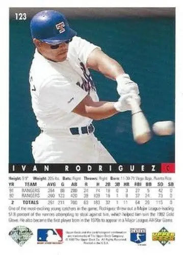 1993 Upper Deck #123 Ivan Rodriguez NM-MT Rangers - Baseball Card Single
