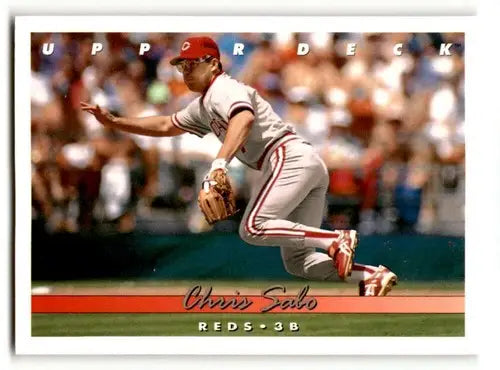 Chris Sabo Cincinnati Reds baseball card from 1993 Upper Deck #147 displaying sabo cincinnati reds memorabilia