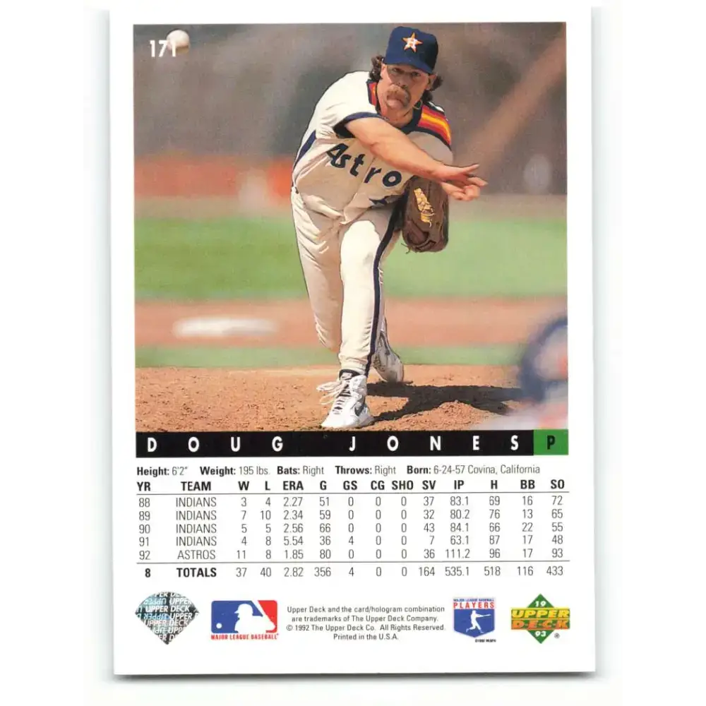 1993 Upper Deck #171 Doug Jones VG Houston Astros Baseball Card - Baseball Card Single