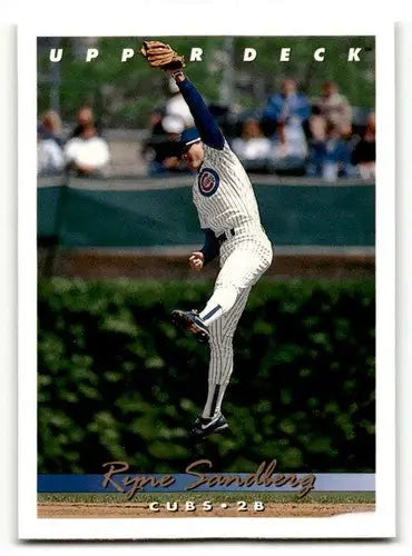 Original gloss Ryne Sandberg Chicago baseball card from 1993 Upper Deck numbered 175