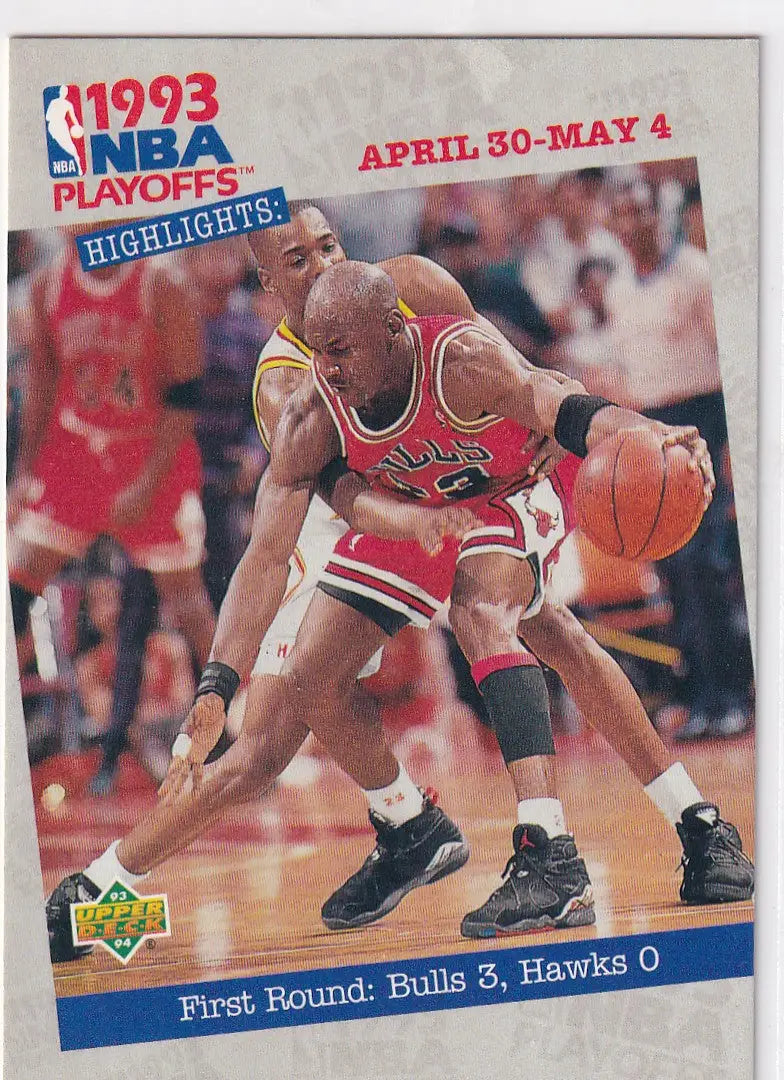 1993 UPPER DECK #180 MICHAEL JORDAN PLAYOFF HIGHLIGHT- CHICAGO BULLS - Basketball Card Single