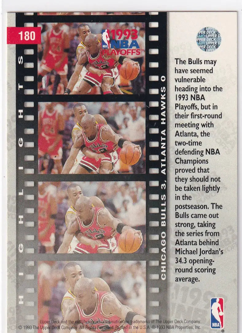 1993 UPPER DECK #180 NBA PLAYOFFS MICHAEL JORDAN- CHICAGO BULLS - Basketball Card Single