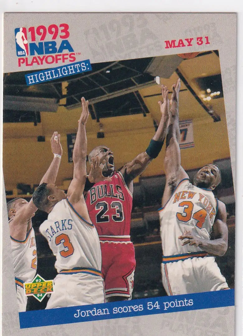 1993 UPPER DECK #193 MICHAEL JORDAN PLAYOFF HIGHLIGHTS- CHICAGO BULLS - Basketball Card Single