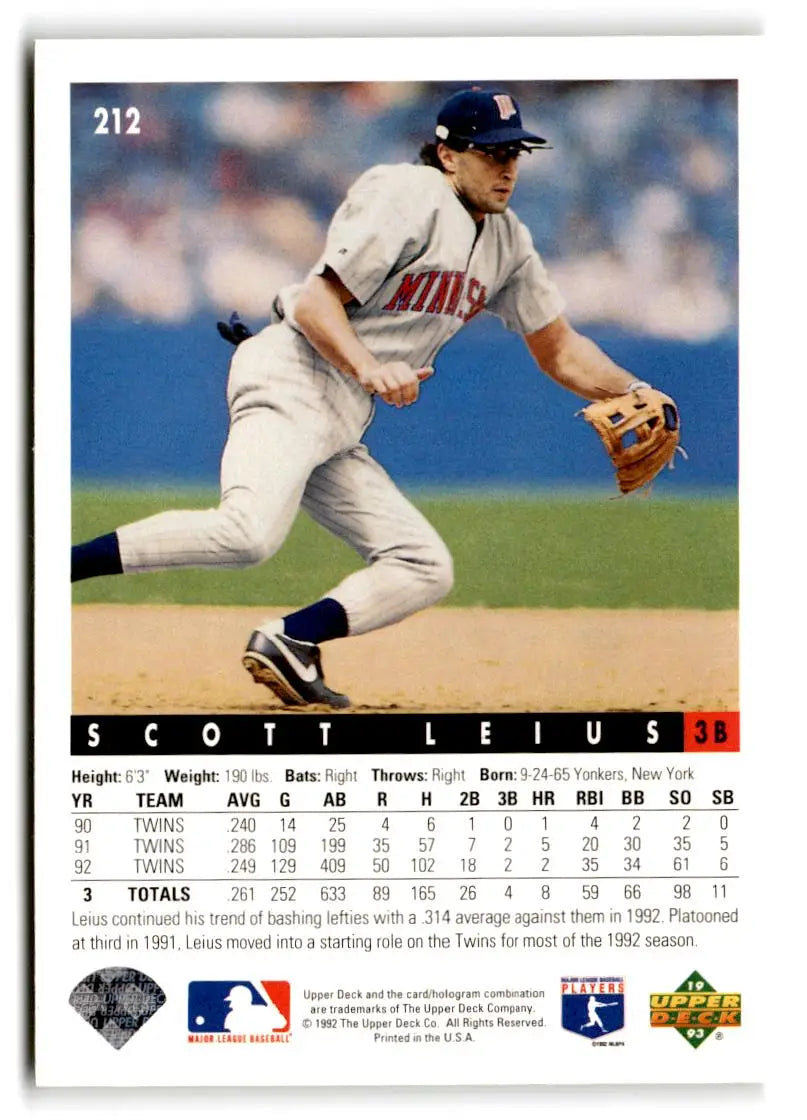1993 Upper Deck #212 Scott Leius - Baseball Card Single
