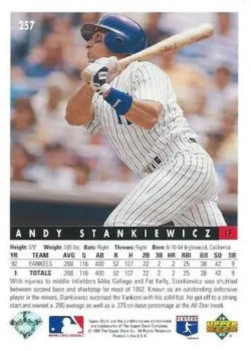 Upper Deck Andy Stankiewicz baseball card with original gloss from 1993 Upper Deck series