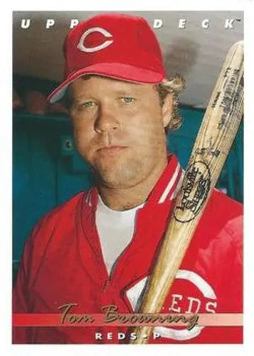 Original gloss 1993 Upper Deck Tom Browning baseball card Reds ID 12875