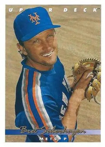 Original gloss 1993 Upper Deck Bret Saberhagen Mets baseball card front view
