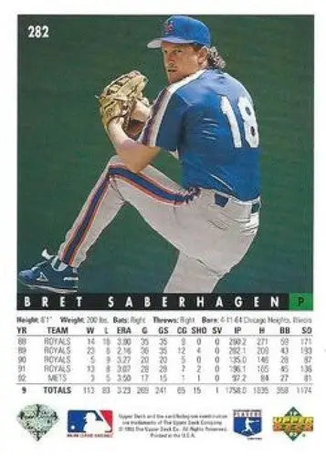 Original gloss 1993 Upper Deck Bret Saberhagen baseball card featuring Mets pitcher