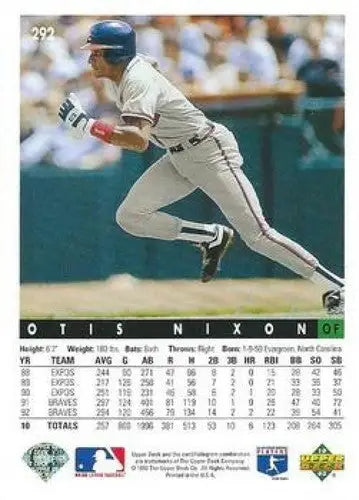 1993 Upper Deck #292 Otis Nixon NM-MT Braves - Baseball Card Single