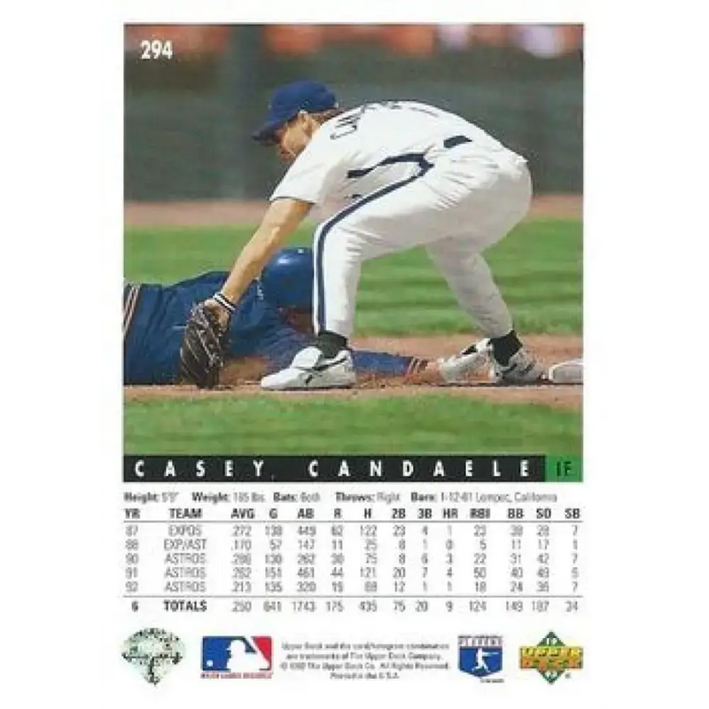 1993 Upper Deck #294 Casey Candaele VG Houston Astros Baseball Card - Baseball Card Single