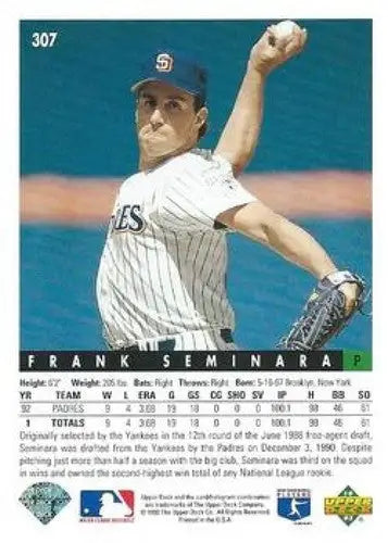 1993 Upper Deck Frank Seminara baseball card with original gloss Padres NM-MT