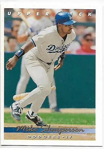 Original gloss 1993 Upper Deck Mike Sharperson baseball card displayed in Simply Sandoval product