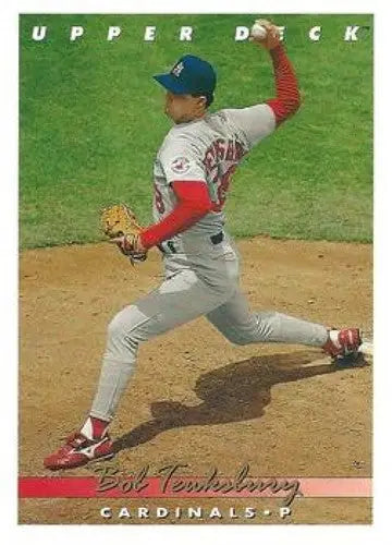 Upper Deck baseball card of Bob Tewksbury pitching with original gloss from 1993