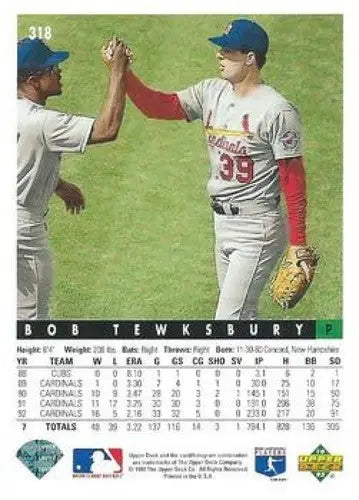 1993 Upper Deck Bob Tewksbury baseball card with original gloss in NM-MT condition