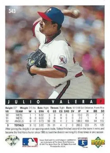 1993 Upper Deck Julio Valera baseball card with original gloss and Angels team logo