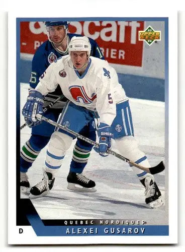 Original gloss hockey card of Alexei Gusarov from 1993 Upper Deck series