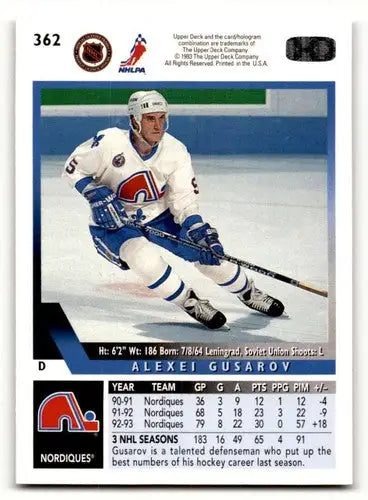 Original gloss 1993 Upper Deck Alexei Gusarov hockey card ID 46801