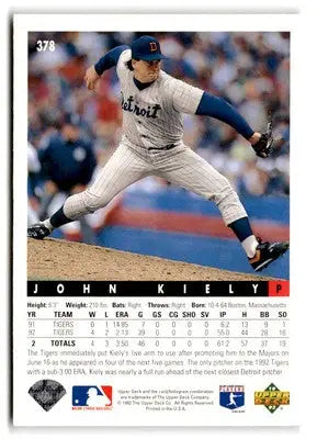 1993 Upper Deck #378 John Kiely trading card for collectors and fans of baseball memorabilia