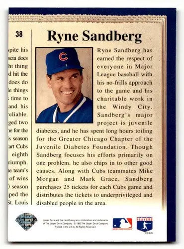 Ryne Sandberg Chicago Cubs baseball card from 1993 Upper Deck #38, EX/NM condition