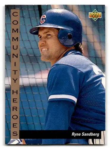 1993 Upper Deck Ryne Sandberg Chicago Cubs baseball card showcasing Sandberg Chicago Cubs memorabilia