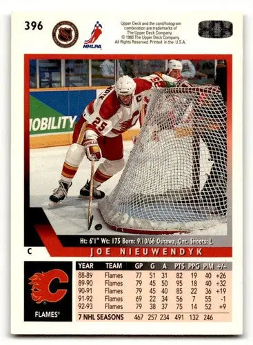 Original gloss hockey card featuring Joe Nieuwendyk from 1993 Upper Deck series