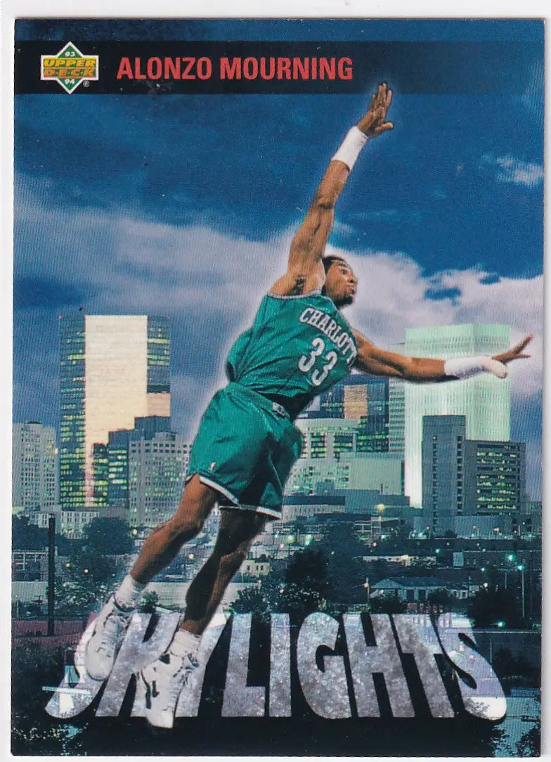 1993 UPPER DECK #468 ALONZO MOURNING SKYLIGHTS- CHARLOTTE HORNETS - Basketball Card Single