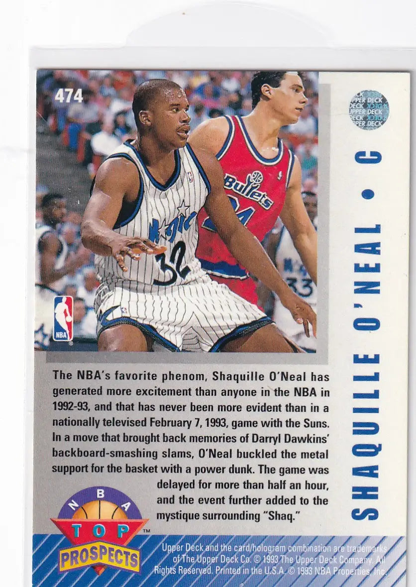 1993 UPPER DECK #474 SHAQUILLE ONEAL- ORLANDO MAGIC